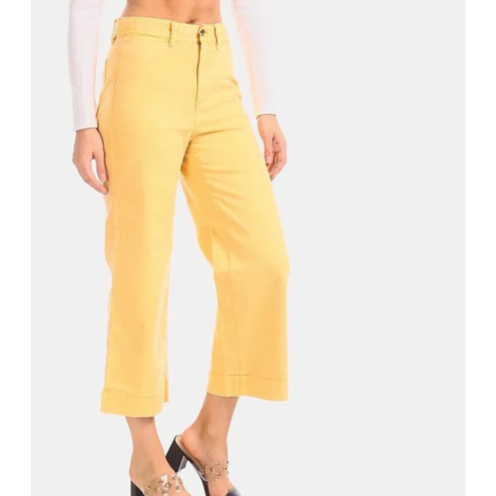GAP Wide Legged High Rise Cropped Jeans Yellow 6